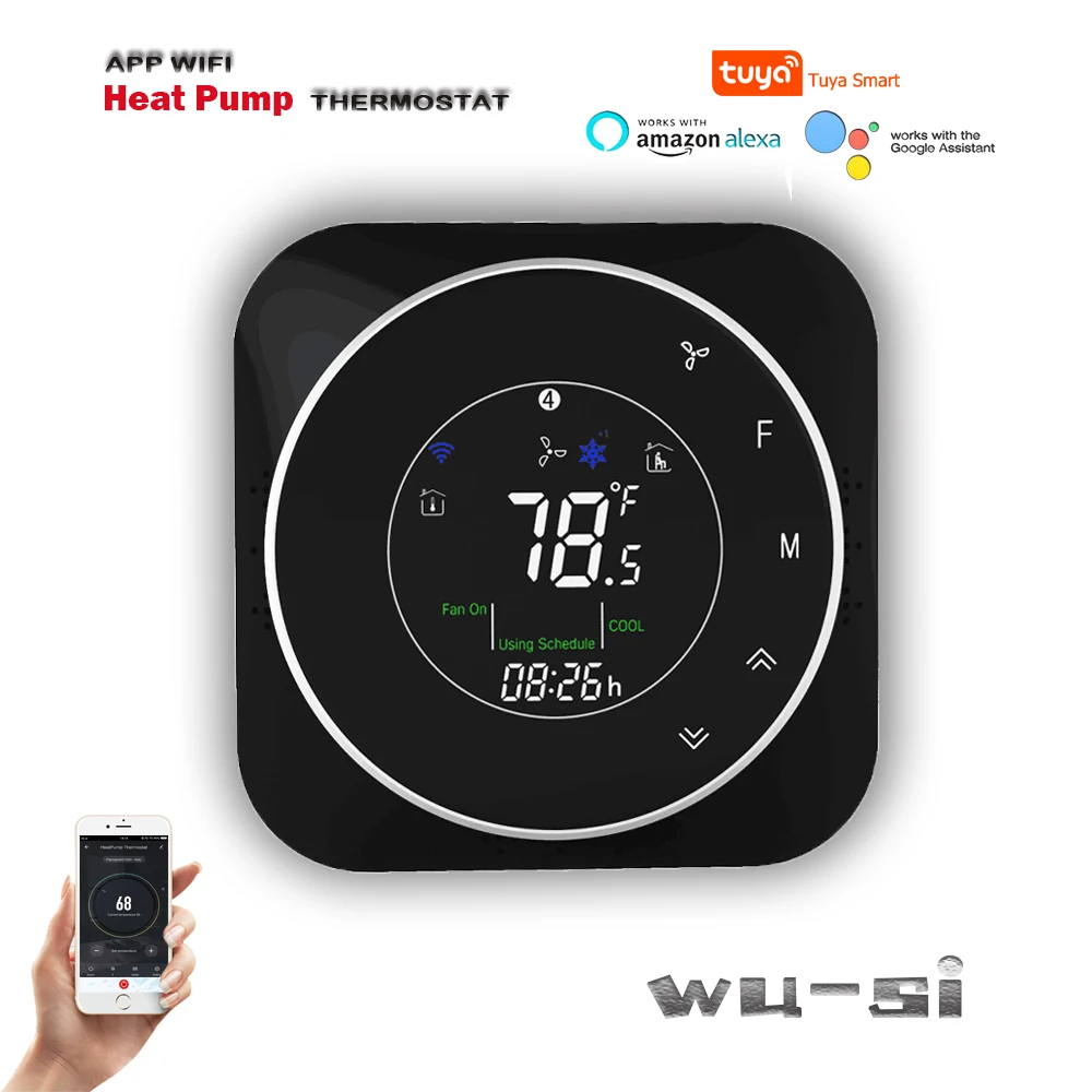 24v Heat Pump Thermostat Smart Thermostat For Warm Air, Hot Water, High Efficiency Furnaces