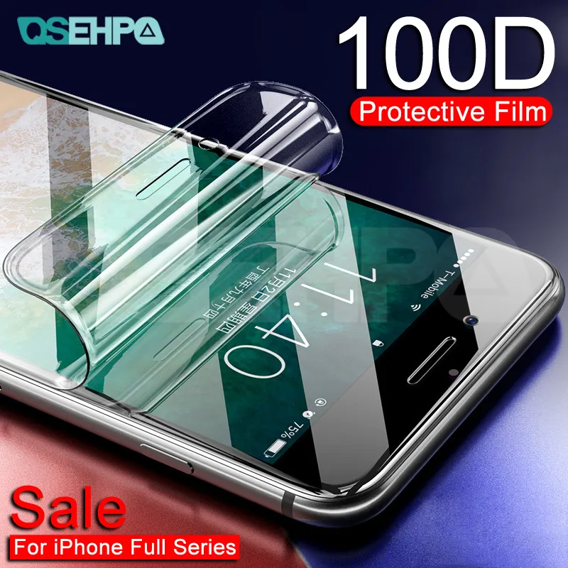 

100D Protective Film on the For iPhone 11 Pro X XR XS Max iPhone 8 7 6 6S Plus Soft Full Cover Screen Protector Film Not Glass