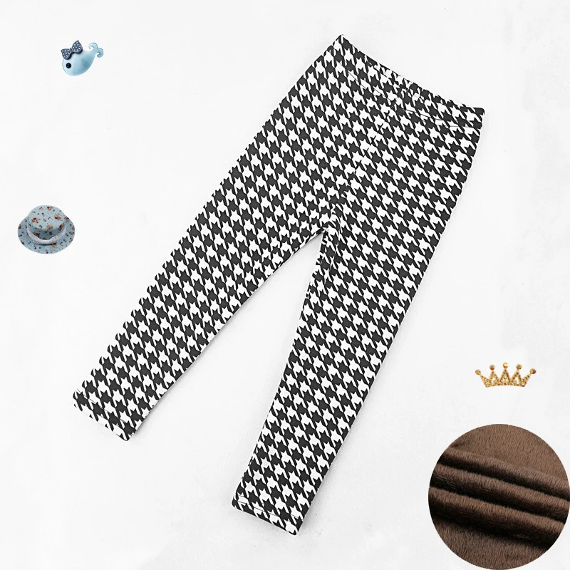 Autumn Winter Baby Girls Leggings 2021 Thick Warm Dot Pants Kid Girl Leopard Plus Velvet Pants Children Vintage Flowers Trousers