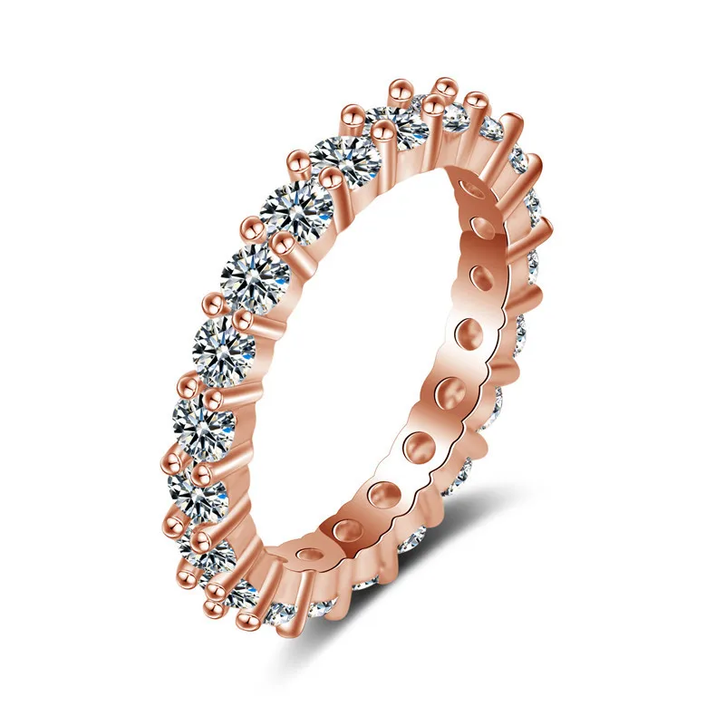 Rose Gold Engagement Rings For Women Plating Silver Crystal Ring Ladies Rings Jewellery Women Wedding Promise Ring Female Gifts