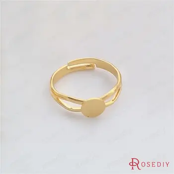 

Wholesale Diameter 17mm Gold color Copper Adjustable Ring Base with 6mm Round Setting Diy Jewelry Findings 20 pieces(JM7483)