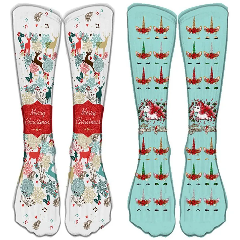 Женские милые носки с 3D-принтом; рождественские носки