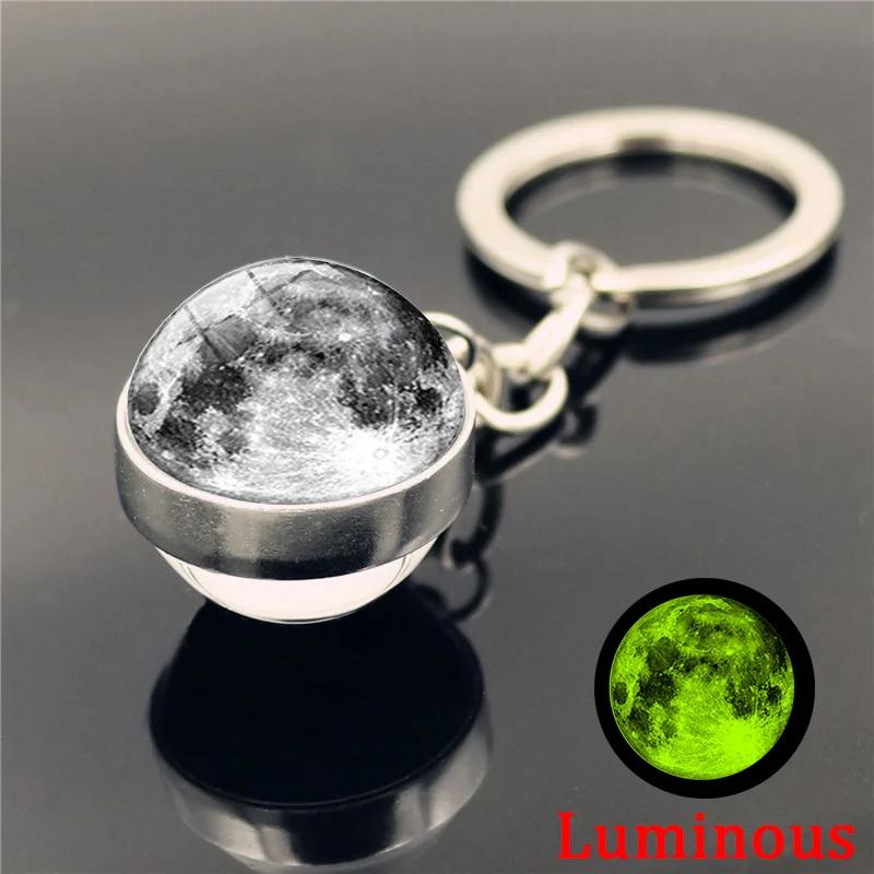 Planets Jewelry Picture Glass Luminous Glow Keychain Key Rings Gift Choices