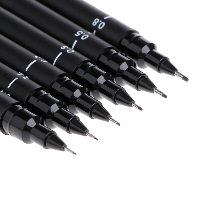 6pcs/lot Pin Drawing Pen Fineliner Ultra Fine Line Art Marker Black Ink 005 01 02 03 05 08 Micron Drawing Pen Office School Set art marker pens art markers pen marker marker pen marker pens markers pen micro pens