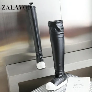 

ZALAVOR Women Over Knee Boots Fashion Sneakers Winter Warm Shoes Women Long Boots Lady Flats Stretch Boot Footwear Size 34-42