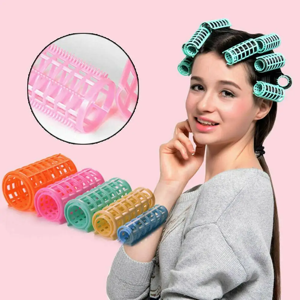 6pcs Bangs Curling Iron Snap On Hair Rollers Curler Wave Set Hair