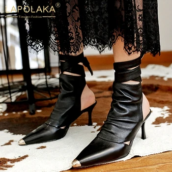 

Lapolaka 2020 New Design Big Size 42 Thin Heels Lace Up Fashion Sandals Woman Shoes Pointed Toe High Quality Summer Sandals
