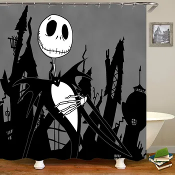 

Custom Jack Skellington Shower Curtain The Nightmare Before Christmas Skull Bathroom Curtain for Bath Waterproof Polyester Decor
