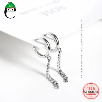 

Trustdavis Minimalist Genuine 925 Sterling Silver Fashion Cute Chain Hoop Earring For Women Sterling Silver Jewelry Gift DS1697