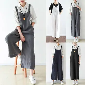 

5XL Women Bib Cargo Pants Casual Wide Legs Dungaree Overalls Coveralls Plus Size