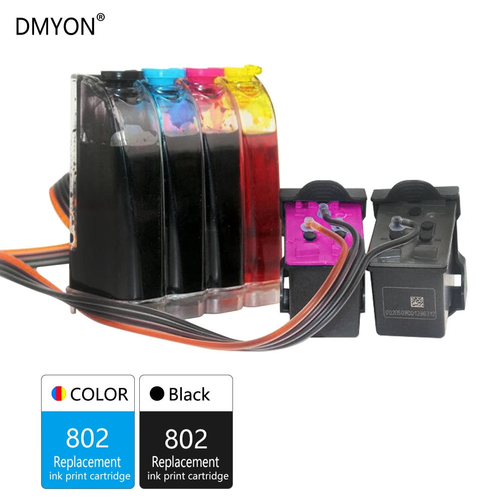 

DMYON 802 CISS Bulk Ink Replacement for Hp 802 for 1510 1000 1010 1050 1511 2000 2050 3050 3512 4500 J110a J210a J510a Printer