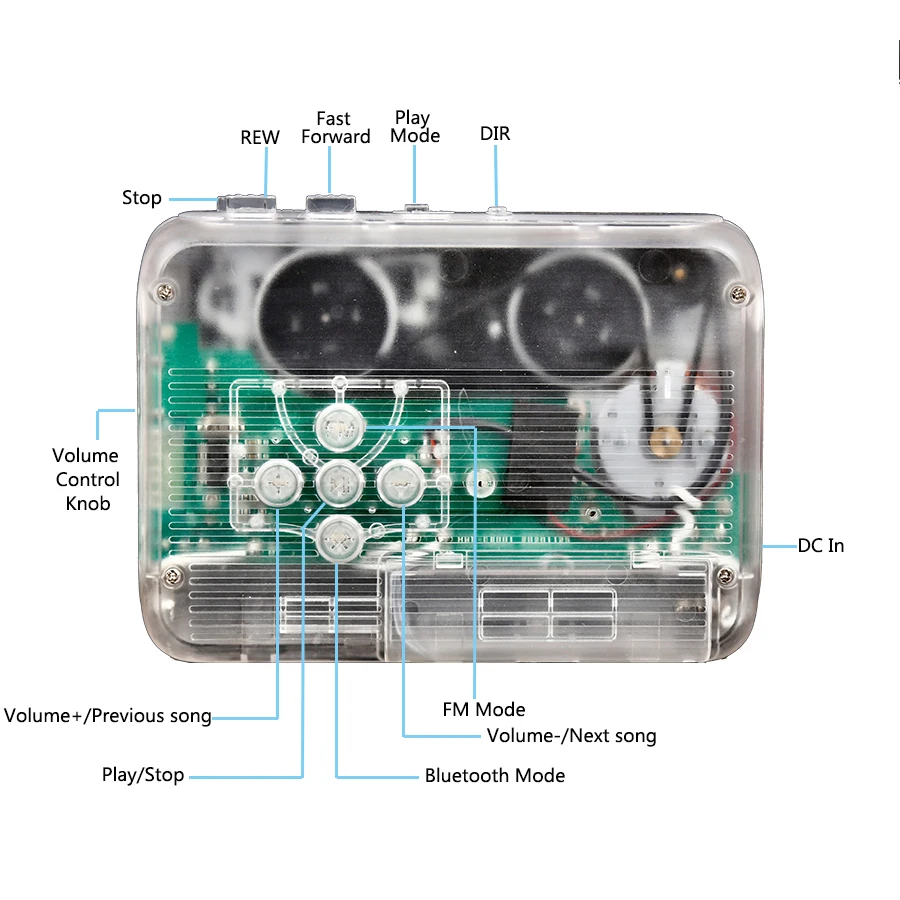 Portable Bluetooth Cassette Player with FM Radio Auto-revers function Bluetooth Audio Music Player Tape Cassette Recorder