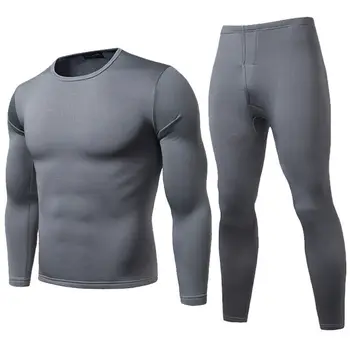 

Mens 2ps Thermal Underware Fleece Thermos Warm Long Winter Set Top and Bottom Fitness And Quick-Drying Clothes Gym Equipment
