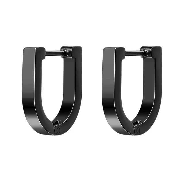 Stainless Steel Hoop Earrings for Women Men Black Rose Gold Plated Circle Round Earring Geometric Classic Cartilage Earrings EH697 Black