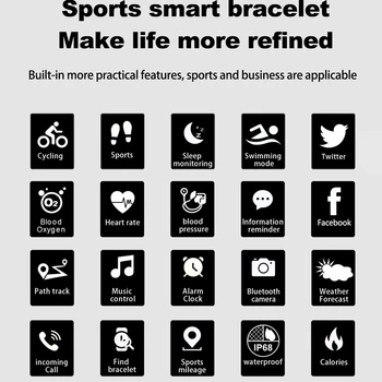 

F64HR Smart Watch IP68 Waterproof Heart Rate Smart Fitness Bracelet Blood Pressure Oxygen Monitor GPS Activity Tracker