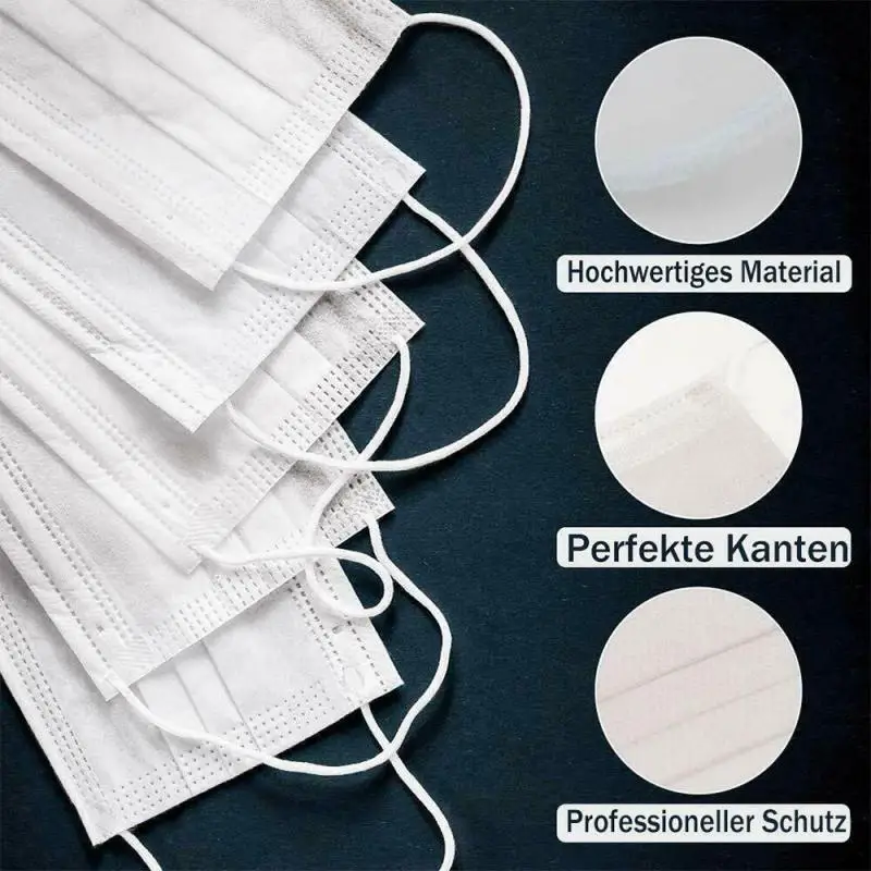 

1-100pcs Disposable Mouth Mask Dustproof Protective Breathable 3-layer Non-woven Face Mask