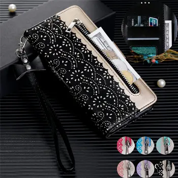 

Flip Wallet Zipper Case For Samsung Galaxy A70 A50 A60 A40 A30 A20 A10 A520 A8 A7 A6+ 2018 Luxury Lace Leather Phone Cover Funda