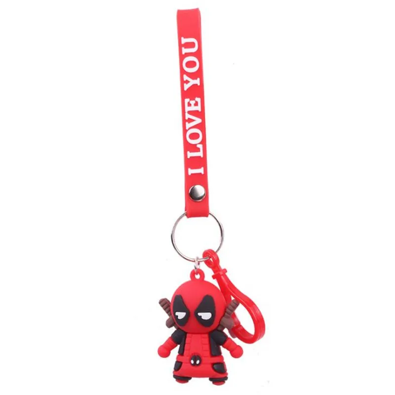 Comic Anime Superman Batman Captain America Iron Man Deadpool Cosplay Keychain Pendant Accessories Rubber Gift - Цвет: 3