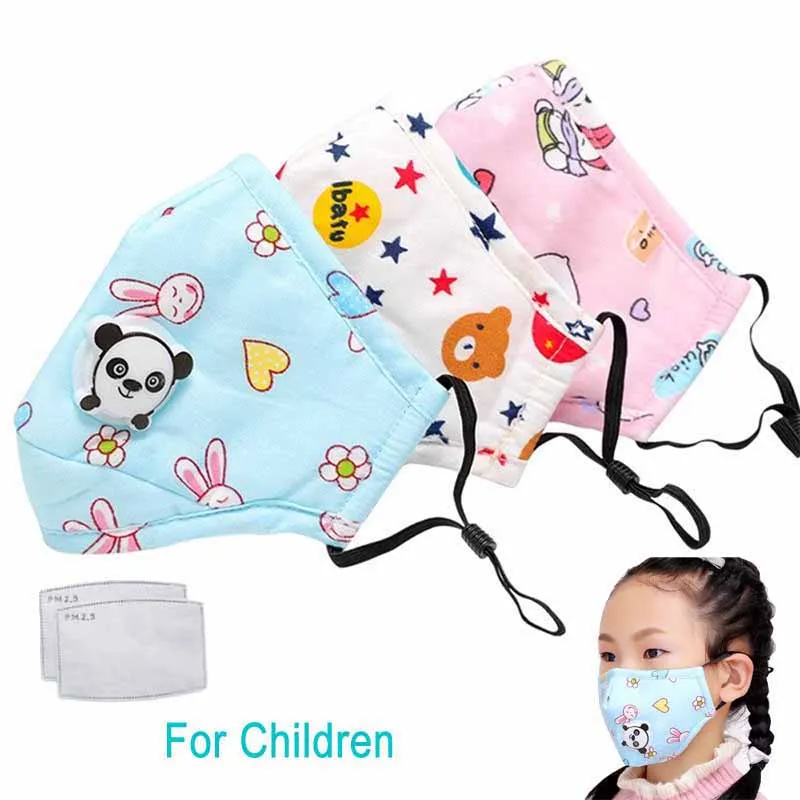 

PM2.5 Children Mask Respiratory Valve Thicken Smog Mask Dust Activated carbon protection Mask Fits 2-10 Years Old Kids Reusable