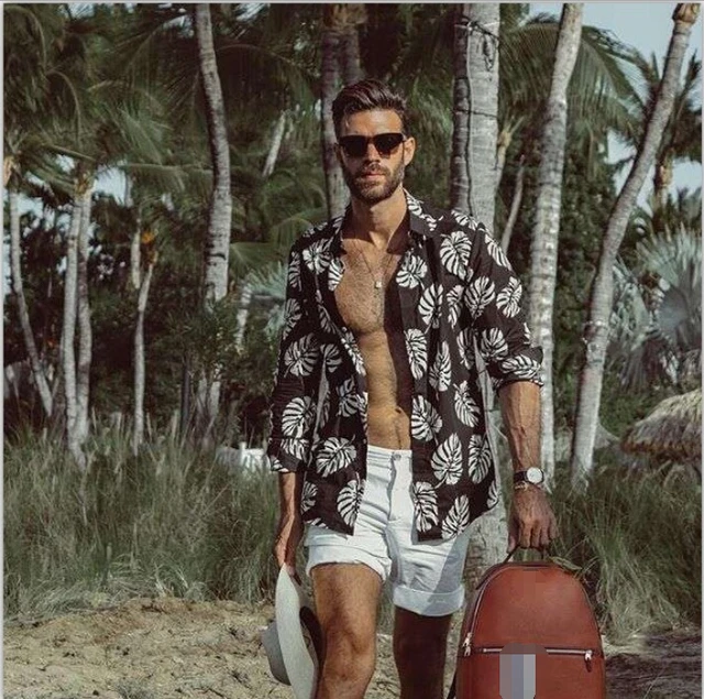 MENS HAWAIIAN SHIRT STAG BEACH HAWAII 
