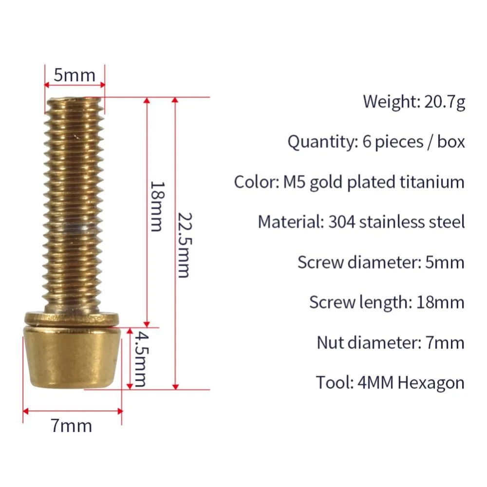 Титановый винт велосипедный покрытие блестящая нержавеющая сталь 18 мм M9 шоссейный велосипед ручка винт Аксессуары для велосипеда