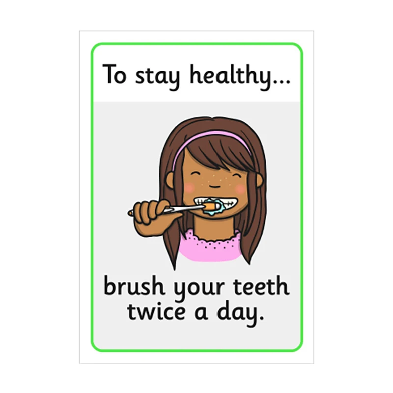 10pcs English Kids Flash Cards Good Habits To Keep Healthy A4 Big Size Classroom Decoration For