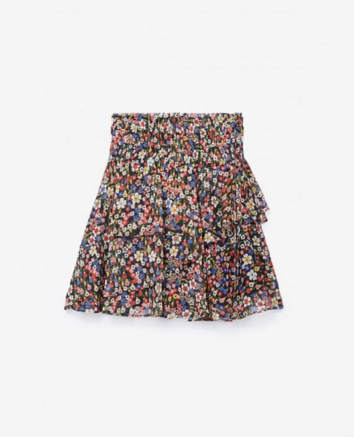 Женская Цветочная печать высокая эластичная талия бант короткая черная Милая свежая шифоновая Мини-юбка