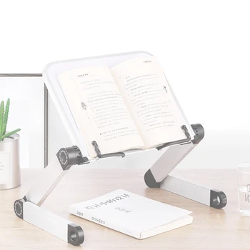 

1PC Aluminum Alloy Portable Bookend Stand Reading Book Stand Books Recipe Shelf Folding Holder Organizer 360 Degree Adjustable