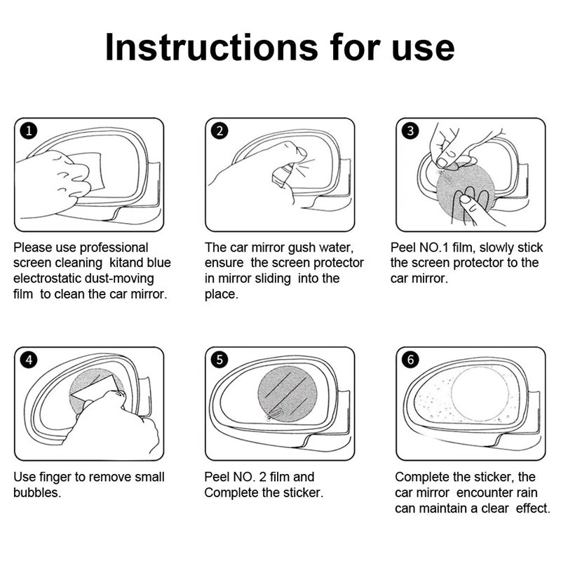 6 шт. пленка на зеркало заднего вида автомобиля боковое зеркало Антибликовая пленка нано пленка анти-туман дождь Водонепроницаемая Мембрана протектор автомобиля заднего вида