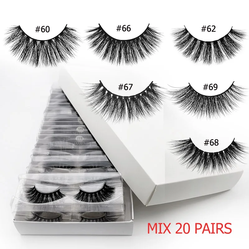 Mix20 pairs6w Норковые ресницы Объемные ресницы,, 20 Вт, 30 Вт, 40/50/100 шт норковые ресницы 3d норковые ресницы для макияжа накладные ресницы для макияжа - Цвет: Mix20 pairs6w