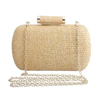 

Women Straw Handbag Evening Bag Ladies Wedding Party Clutch Prom Chain Shoulder L9BE