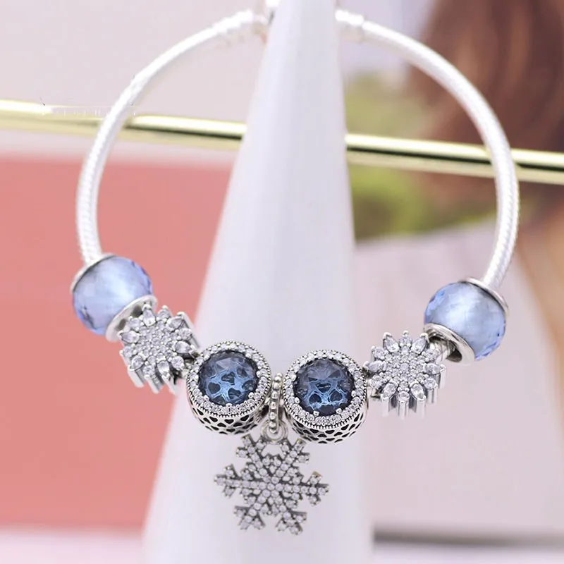 

2020 New 925 Sterling Silver Ice Crystal Snow Sea Heart Cat Eye Fashion Snake Bracelet For Women Wedding Party Fashion Jewelry