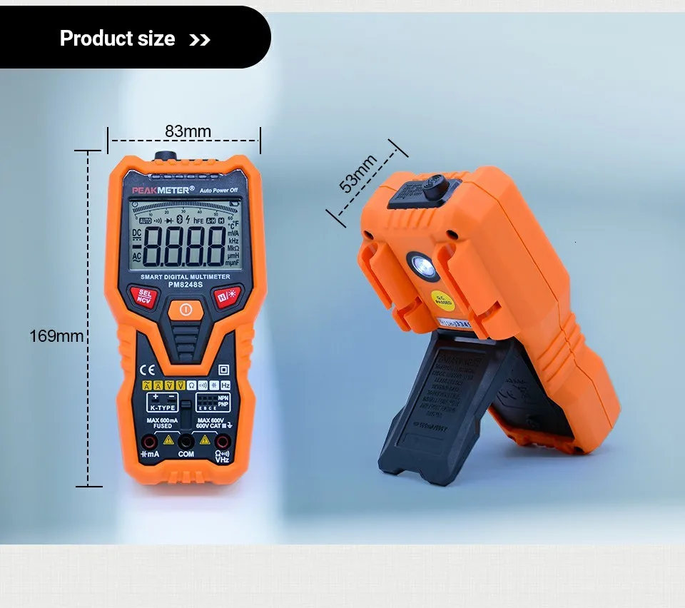 PEAKMETER DC/AC Умный полный автоматический Диапазон Цифровой мультиметр NCV Частота Температура Емкость тестер PM8247S/PM8248S