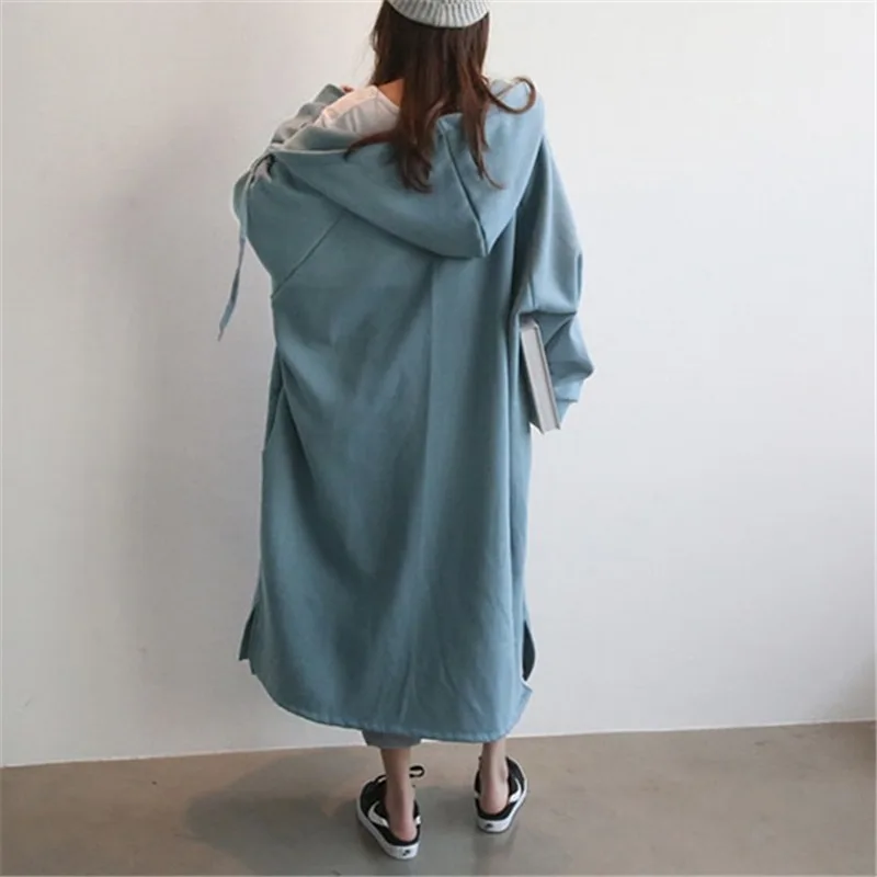 Mazefeng Autumn Winter Women Jackets Hooded Zipper Prairie Chic Fashionable Korean Style Elegant Casual Long Coat Outerwear