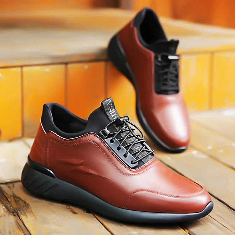 

Man Casual Sneakers Man Elevator Shoes Invisible 5 CM / 7 CM Height Increase Leather Mens Shoes Leisure 4 season