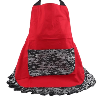 

Womens Lace Apron Lace Design Halter Neck Sleeveless Cooking Apron Kitchen Anti-stain Waterproof Apron
