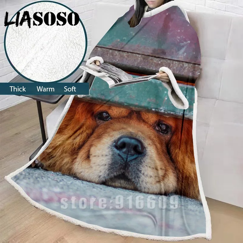 LIASOSO зимнее «ленивое» одеяло с 3D принтом в виде собаки, одеяло с рукавами, семейное одеяло, мягкое теплое одеяло, покрывало, одеяло, накидка - Цвет: 10