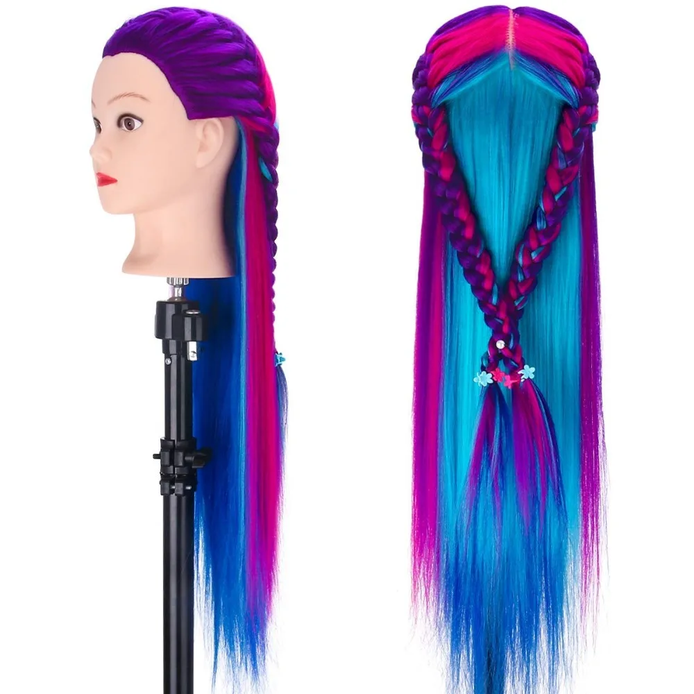 26 Inch Cosmetology Doll Head Practice Styling Hairdressing Training Braiding Heads Mannequin Manikin Head