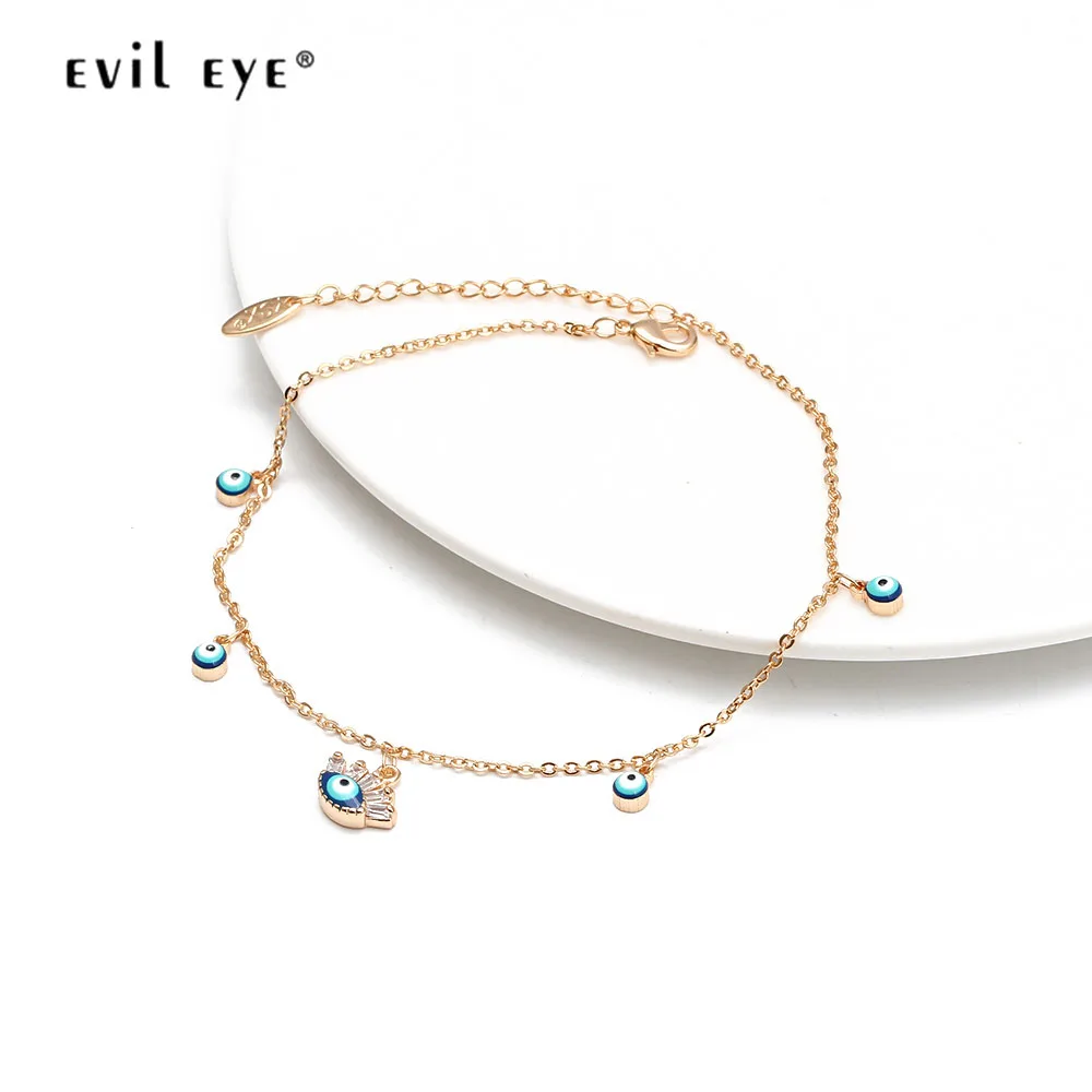 EVIL EYE Multi Color Turkish Eye Charm Anklet Gold Silver Color Chain Ankle Bracelet Adjustable for Women Girls Jewelry BD239 EVIL EYE Multi Color Turkish Eye Charm Anklet Gold Silver Color Chain Ankle Bracelet Adjustable for Women Girls Jewelry BD239