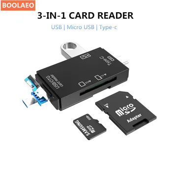 

3-IN-1 SD Card Reader USB OTG Micro USB Type C Card Reader Lector SD Memory Card Reader on Micro SD TF USB Type-C OTG Cardreader