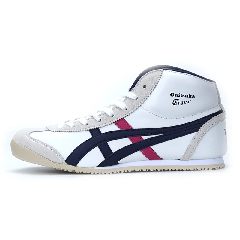 Оригинальные кроссовки Onitsuka Tiger; Женская Удобная Обувь для скейтборда; Мужская модная обувь с высоким берцем на шнуровке; Прочные спортивные ботинки унисекс наивысшего качества - Цвет: Gray and pink