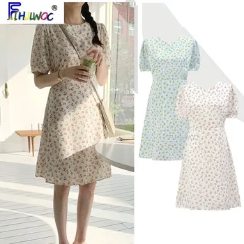 

2020 Summer Holiday Date Cute Dresses Hot Sales Women Flhjlwoc Korean Japanese Prppy Style Bow Tie Floral Print Chiffon Dress