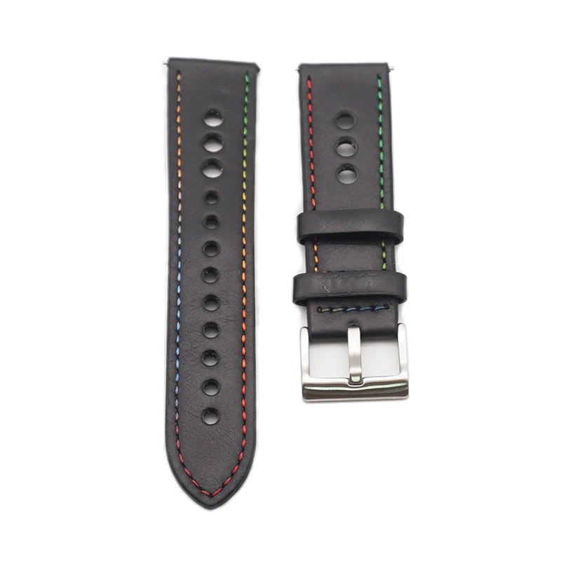 Hot Quality Accessories Watch Belt Pure Color Black Brown Coffee Genuine Leather Watch Strap 22mm 4