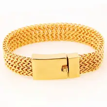 Модные ювелирные изделия титана вакуумная Кофеварка Байкер золото серебро Мужские Женские 8,6" 15 мм широкий бордюр цепочка браслет/браслеты