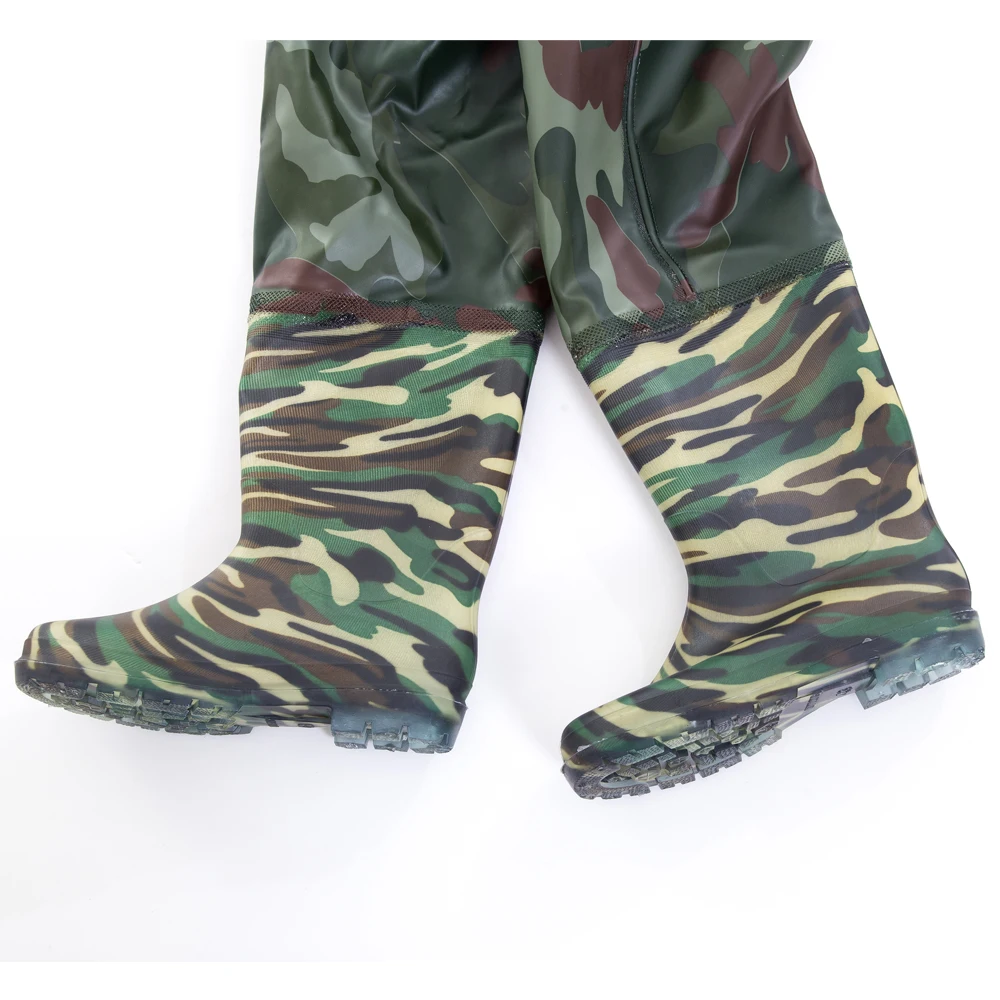 PVC knitted fabric fishing waders with anti-slip sole boots
