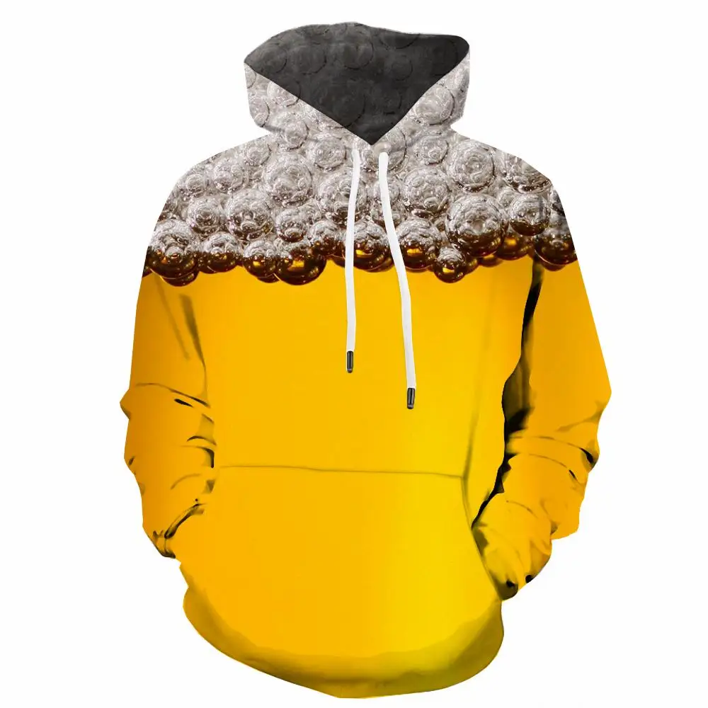 

3d Hoodies Beer Hoodie Men Novel 3d Printed Hip Hop Sweatshirt Printed Harajuku Hoody Anime Unisex Funny Pullover Pocket