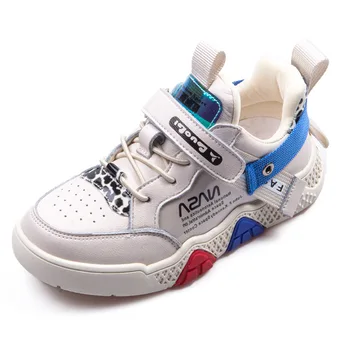 

2019 Autumn New Kids Genuine Leather Shoes Big Girls Sport Sneakers Children Breathable Boots Boys White Casual Shoes Size 27-37