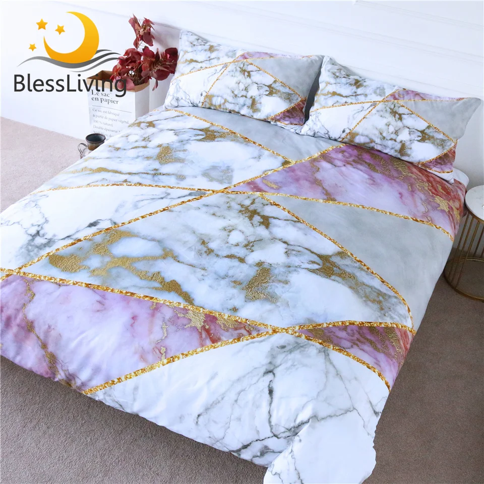 Комплект постельного белья blesslive с мраморной текстурой геометрические