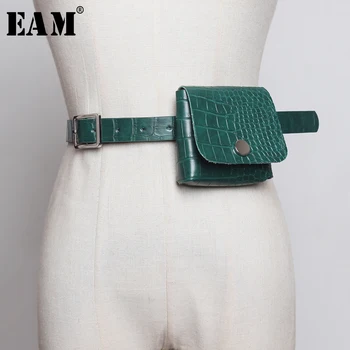 

[EAM] Pu Leather Split Joint Buckle Mini-bag Long Belt Personality Women New Fashion Tide All-match Spring Autumn 2020 1B013