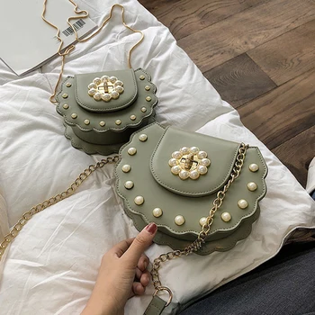 

Small Pu Leather Crossbody Bags For Women 2020 Pearl Shoulder Messenger Bag Female Ladies Hand Sling Luxury Handbags Designer